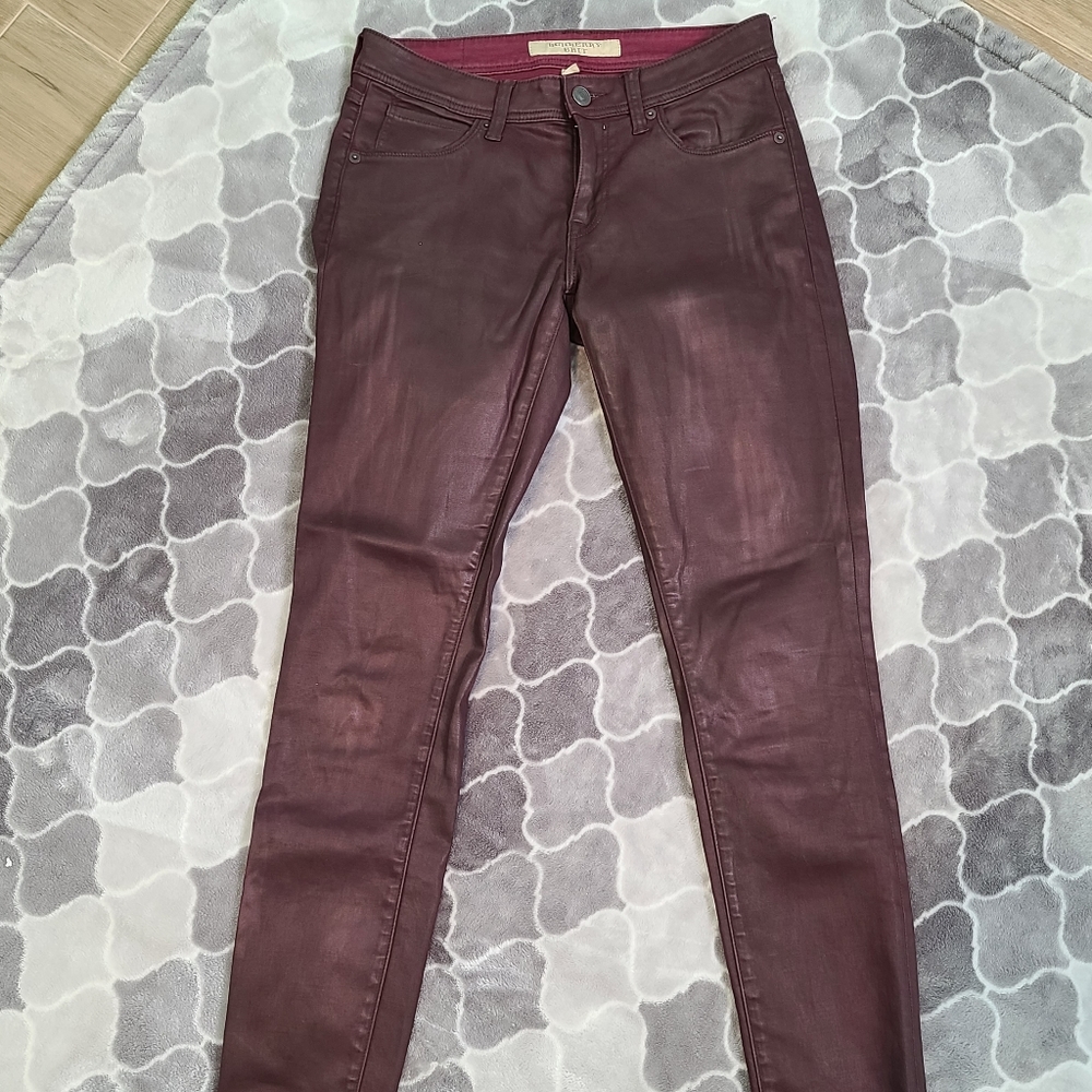 Burberry Brit burgundy Skinny waxed jeans in size 27